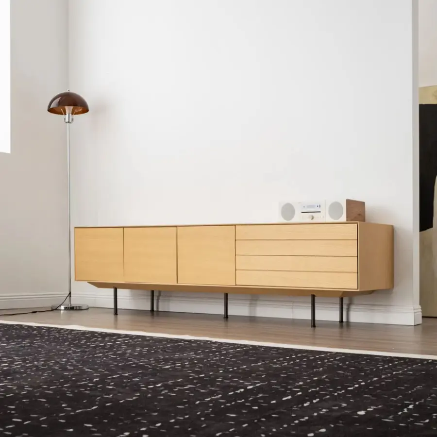 Italian Style Light Luxury TV Cabinet Modern Simple Nordic Living Room Solid Wood Bedroom TV Full Set Floor Cabinet — view 1