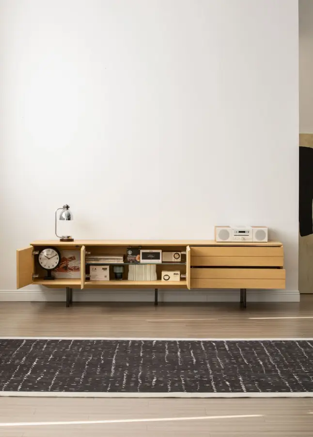 Italian Style Light Luxury TV Cabinet Modern Simple Nordic Living Room Solid Wood Bedroom TV Full Set Floor Cabinet — image 4