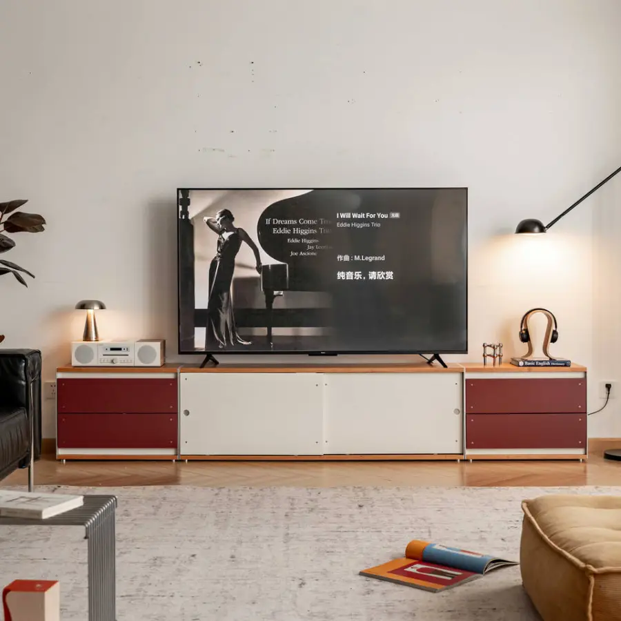 Vintage Solid Wood TV Cabinet Small Apartment Modern Simple Living Room Home Storage Nordic Retro Storage TV Cabinet — view 1