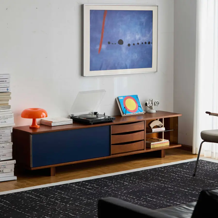 Vintage Solid Wood TV Cabinet Antique Style Storage Cabinet Small Apartment Living Room Home Audiovisual Integrated Cabi — view 1