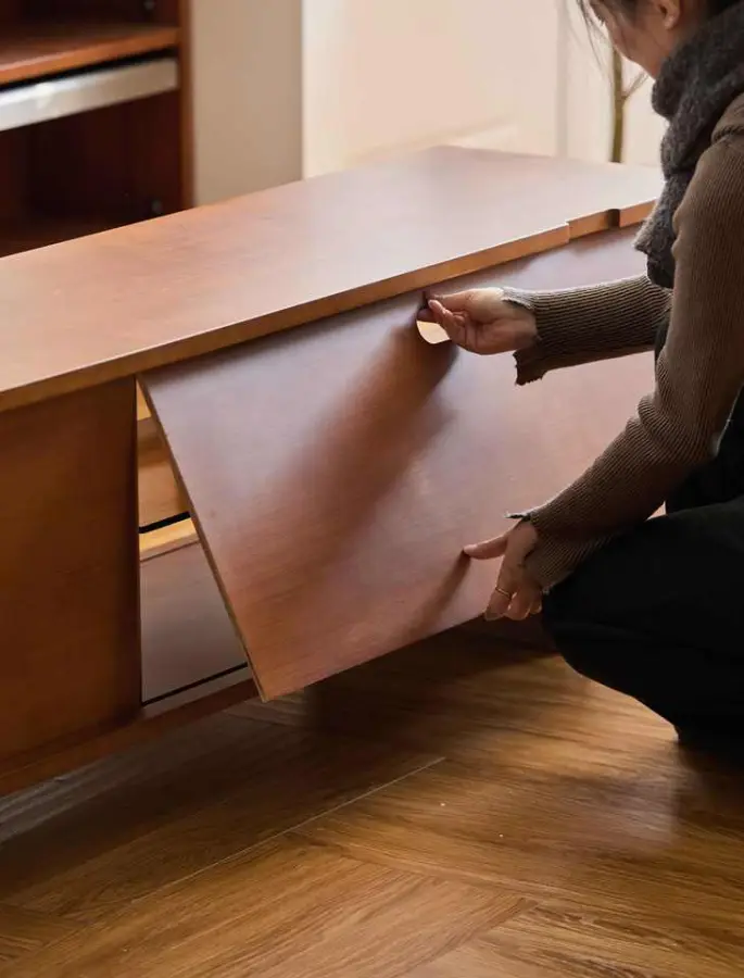Vintage Solid Wood TV Cabinet Antique Style Storage Cabinet Small Apartment Living Room Home Audiovisual Integrated Cabinet — image 4