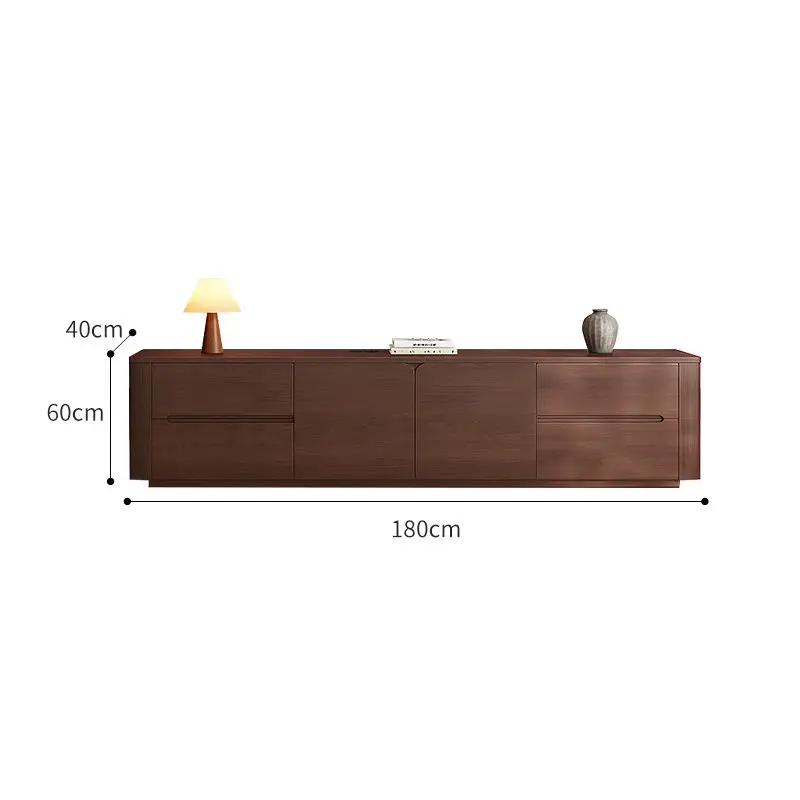 Manufacturer Wholesale Retro Design Walnut Color Floor-Standing Storage Wooden TV Cabinet Living Room Furniture TV Stand — view 3