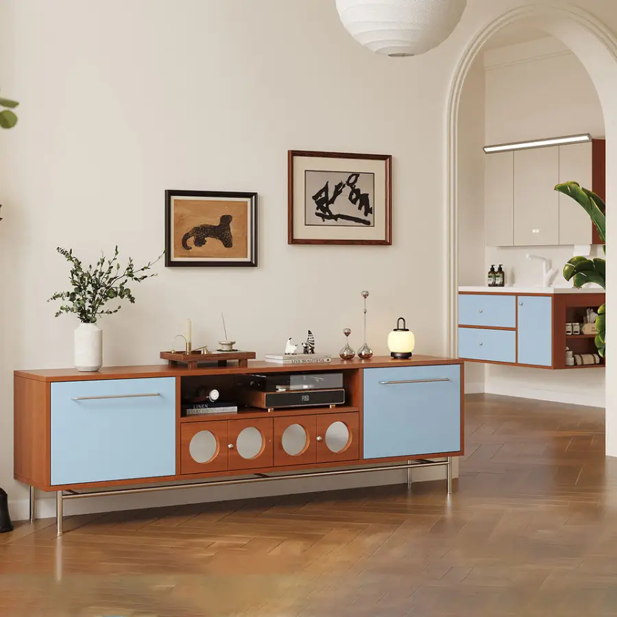 Factory Direct Sale Latest Design 180 cm Long Floor Furniture Fashion Wooden TV Storage Cabinet TV Stands for Living Roo — view 2