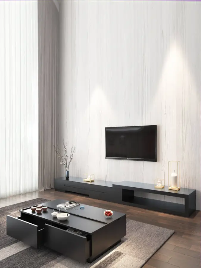 Factory Direct Sale Modern Minimalist TV Cabinet Set Black Oak Grain Extendable Nordic Living Room Small Apartment TV Cabinet — image 5