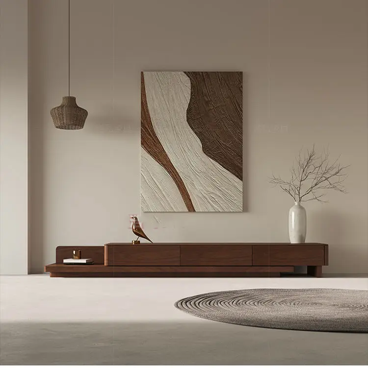 Factory Wholesale Modern Minimalist Walnut TV Stand Elegant Luxury Wooden Floor Standing Furniture for Living Room and B — view 4