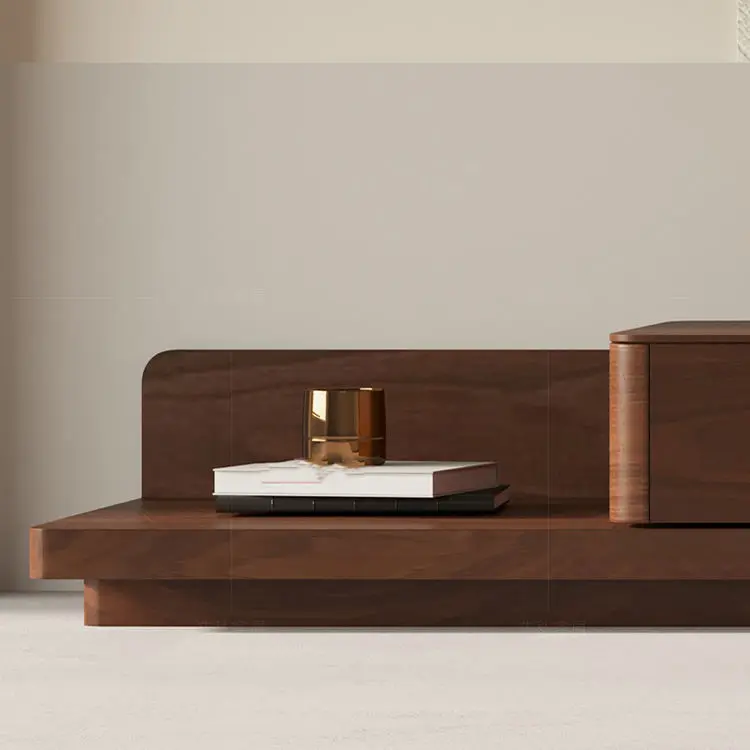 Factory Wholesale Modern Minimalist Walnut TV Stand Elegant Luxury Wooden Floor Standing Furniture for Living Room and B — view 5