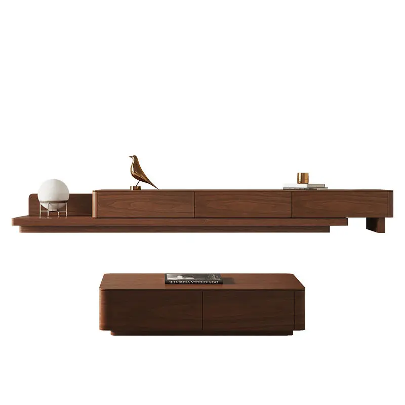Factory Wholesale Modern Minimalist Walnut TV Stand Elegant Luxury Wooden Floor Standing Furniture for Living Room and B — view 6