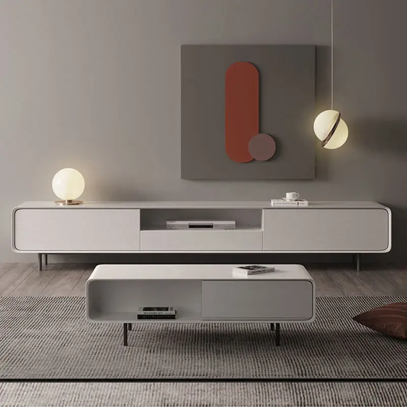 Nordic Italian Style Light Luxury TV Cabinet and Coffee Table Set Modern Minimalist Small Apartment Living Room TV Cabin — view 1
