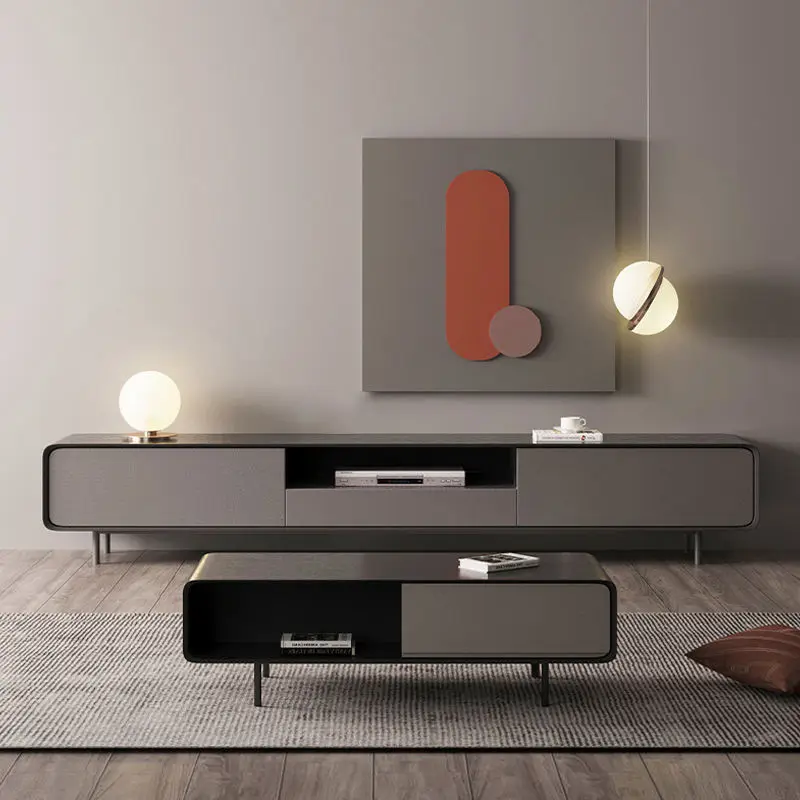 Nordic Italian Style Light Luxury TV Cabinet and Coffee Table Set Modern Minimalist Small Apartment Living Room TV Cabinet — image 3
