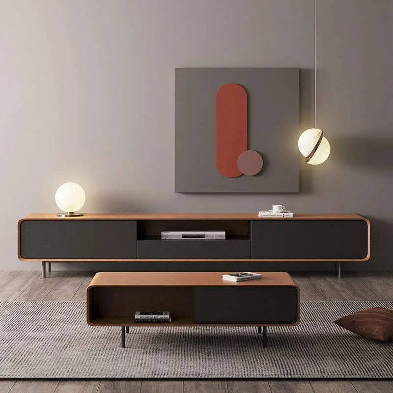 Nordic Italian Style Light Luxury TV Cabinet and Coffee Table Set Modern Minimalist Small Apartment Living Room TV Cabinet — image 4