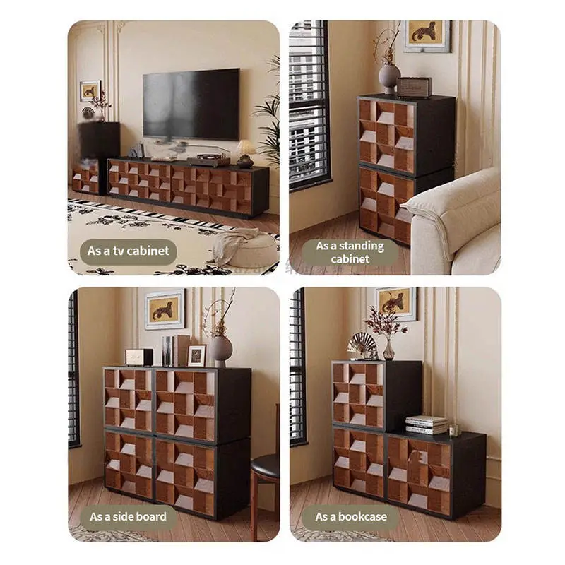Mid-century TV Cabinet for Living Room, Home Use, French-style Vintage Solid Wood Floor-standing Small-sized Living Room — image 3