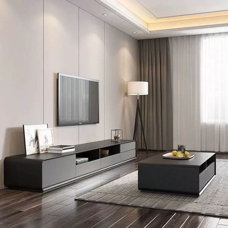 Small Apartment Luxury Living Room TV Stand New Floor-Standing Cabinet with Coffee Table Simple Modern Design for Household Use — image 2