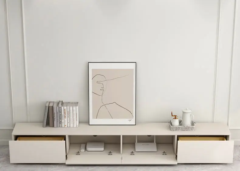 Manufacturer Custom Modern Minimalist TV Cabinet Italian Style Wooden Furniture Small Apartment Coffee Table TV Cabinet — view 3