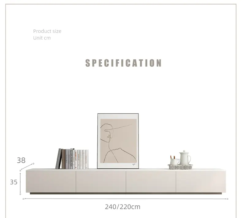 Manufacturer Custom Modern Minimalist TV Cabinet Italian Style Wooden Furniture Small Apartment Coffee Table TV Cabinet — view 4
