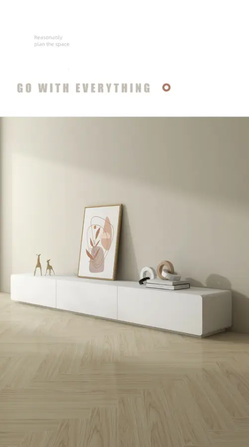 Modern Minimalist Solid Wood TV Cabinet Floor-standing TV Cabinet Coffee Table Set for Small Spaces High Solid Wood WhiteLacquer — image 5