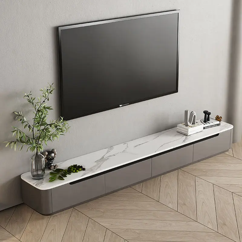 Solid Wood TV Cabinet Coffee Table Set Light Luxury Italian Minimalist Modern Simple New Style Rock Slab Storage Floor Cabinet — image 3