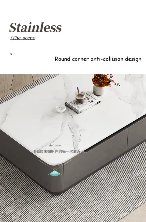 Solid Wood TV Cabinet Coffee Table Set Light Luxury Italian Minimalist Modern Simple New Style Rock Slab Storage Floor Cabinet — image 4