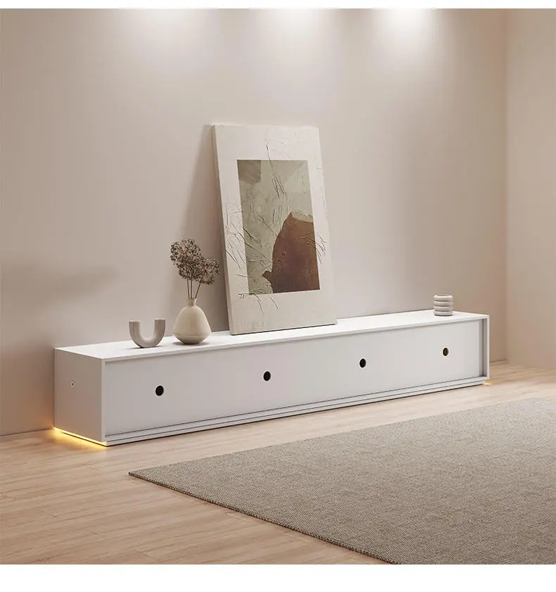 Factory Direct Simple Modern Solid Wood TV Cabinet High Floor Cabinet White Living Room Home TV Cabinet Coffee Table — image 3