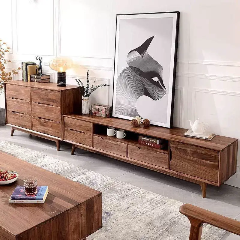 Nordic Modern Simple Storage TV Cabinet North American Black Walnut Small-Sized Floor Cabinet for Bedroom Living Room — view 1
