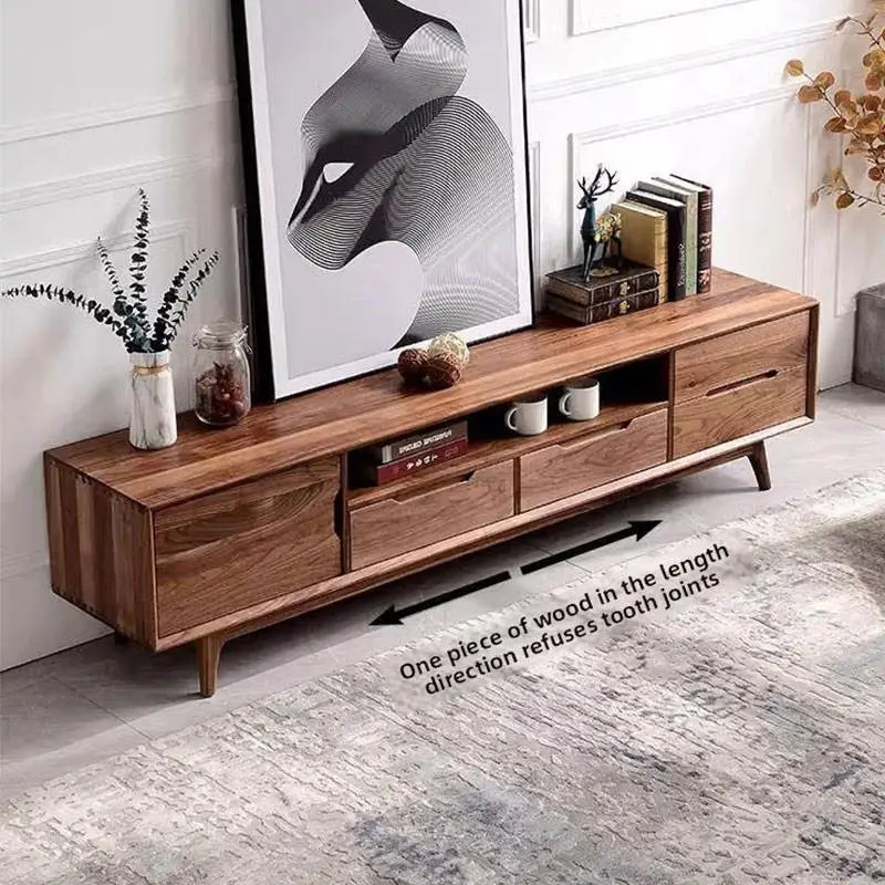 Nordic Modern Simple Storage TV Cabinet North American Black Walnut Small-Sized Floor Cabinet for Bedroom Living Room — image 2