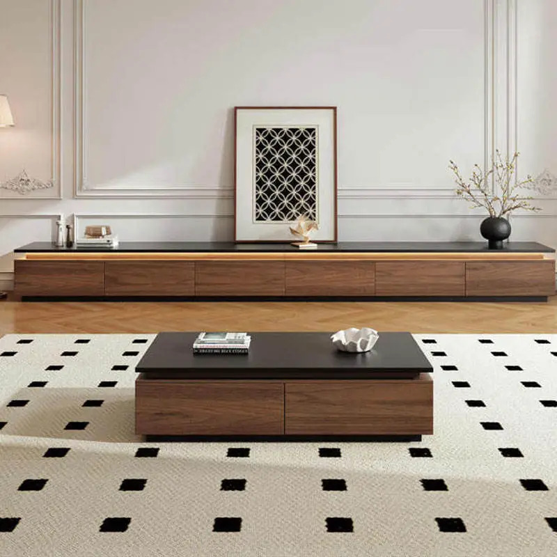 Factory Wholesale Walnut Wood Floor-standing Storage Cabinet, Italian Minimalist Living Room Antique Floor Cabinet, TV Cabinet — image 3