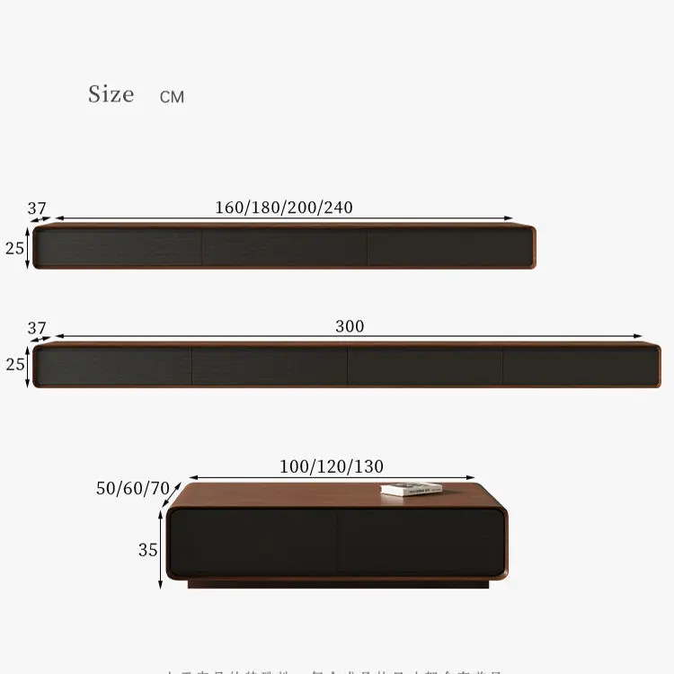 Black TV Cabinet Coffee Table Set Nordic Solid Wood Living Room Home Modern J Simple 2025 New Small Apartment — image 5