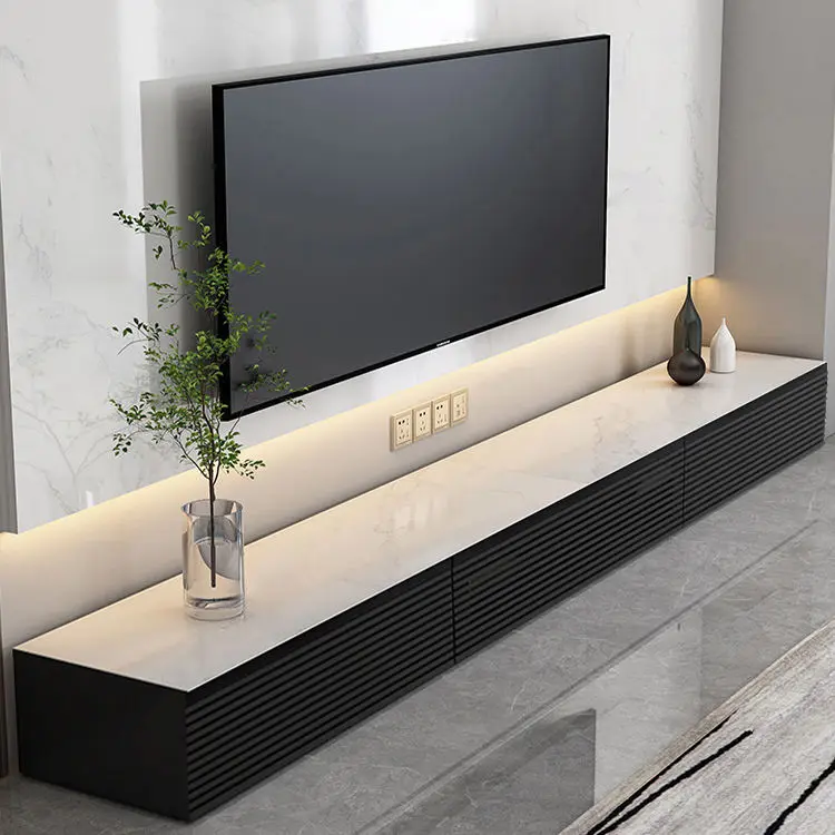 Solid Wood TV Cabinet Coffee Table Modern Minimalist Living Room Home High-End Floor-Standing Light Luxury Black TV Cabinet — image 3