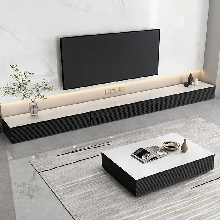 Solid Wood TV Cabinet Coffee Table Modern Minimalist Living Room Home High-End Floor-Standing Light Luxury Black TV Cabinet — image 4