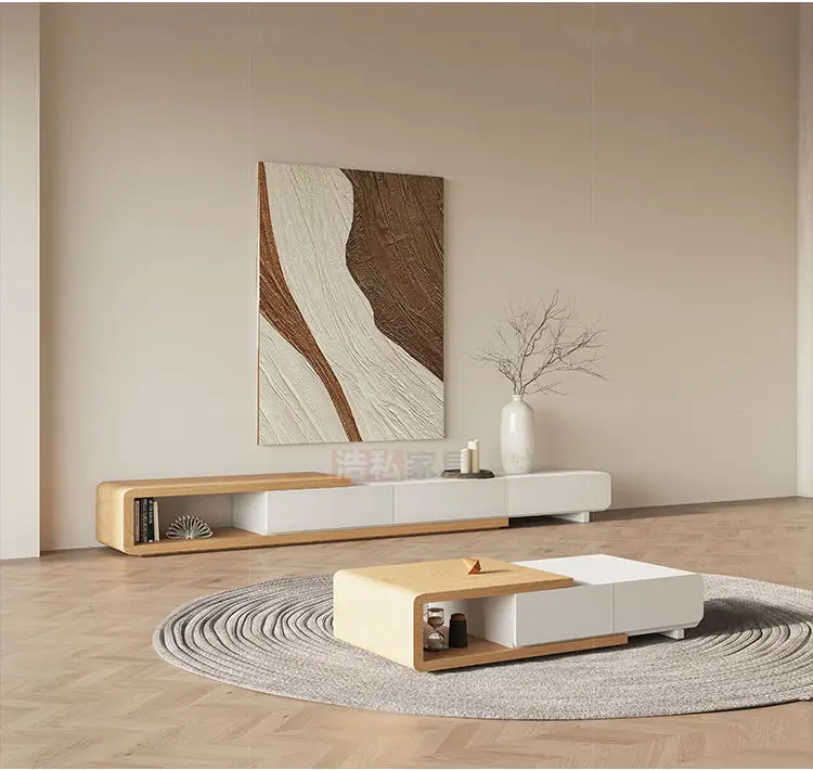 Modern Simple Wooden TV Stand Wall Mounted Cabinet Economical Floor-Standing TV Component Console for Living Room Hotel — view 1