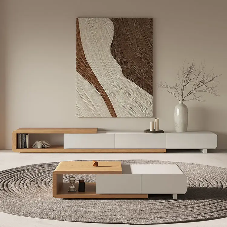 Modern Simple Wooden TV Stand Wall Mounted Cabinet Economical Floor-Standing TV Component Console for Living Room Hotel Use — image 3