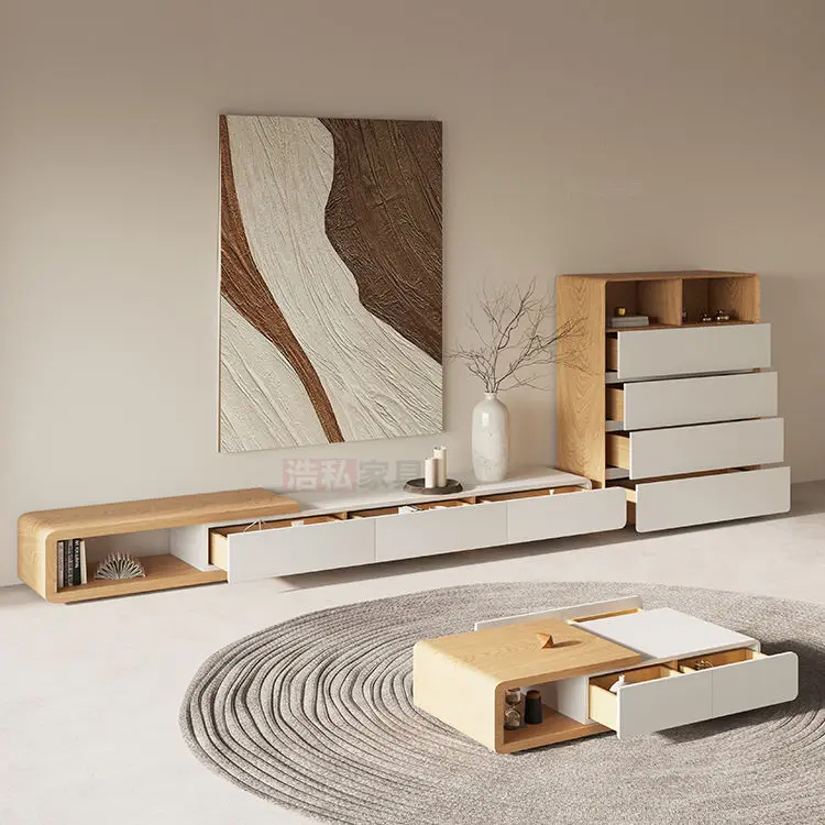 Modern Simple Wooden TV Stand Wall Mounted Cabinet Economical Floor-Standing TV Component Console for Living Room Hotel Use — image 4