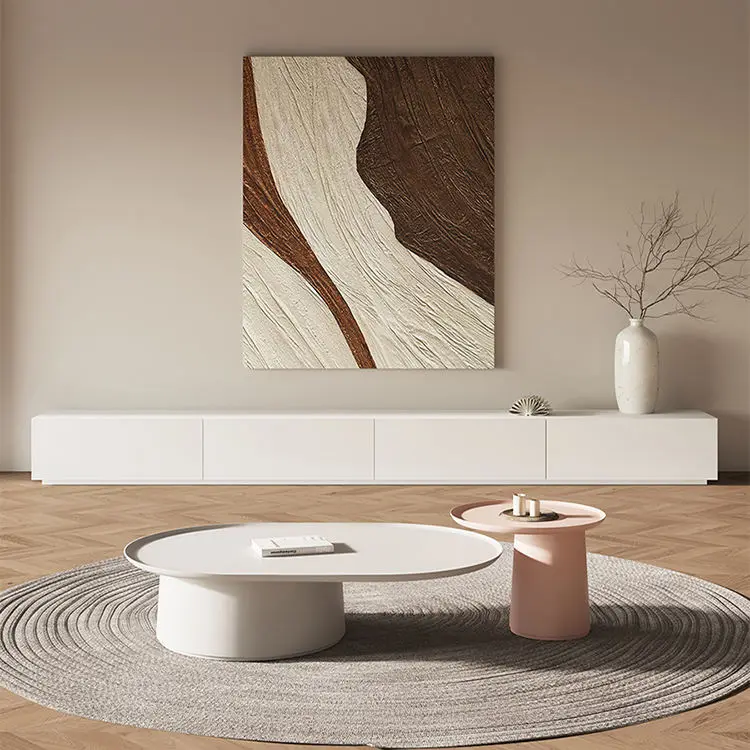 Solid Wood TV Cabinet and Coffee Table Set, Light Luxury Living Room Floor Cabinet, Home Use Small Apartment Floor TV Cabinet — image 3