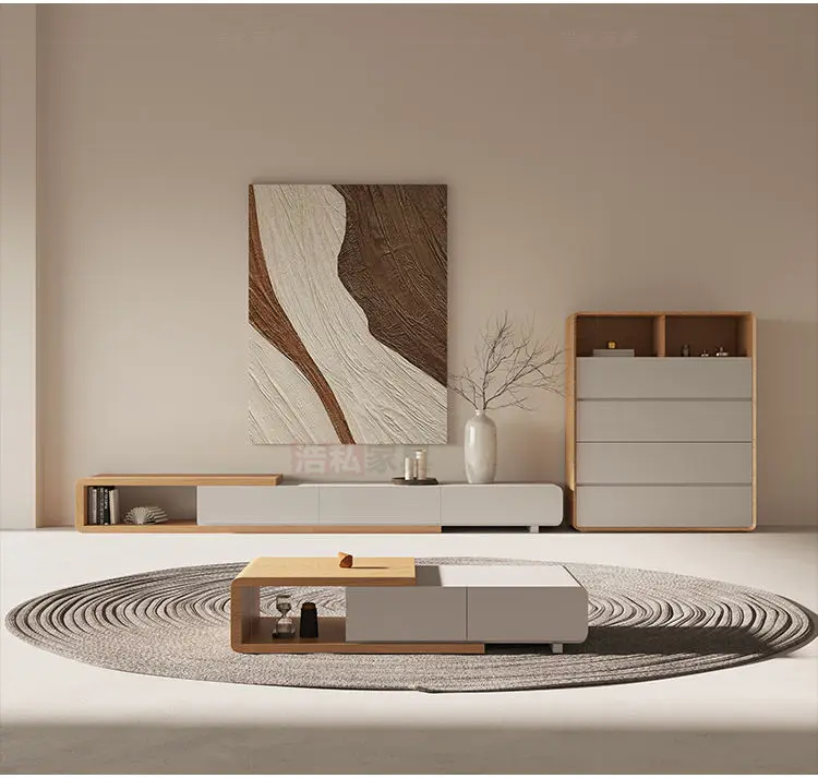 Modern Simple Wooden TV Stand Wall Mounted Cabinet Economical Floor-Standing TV Component Console for Living Room Hotel Use — image 5