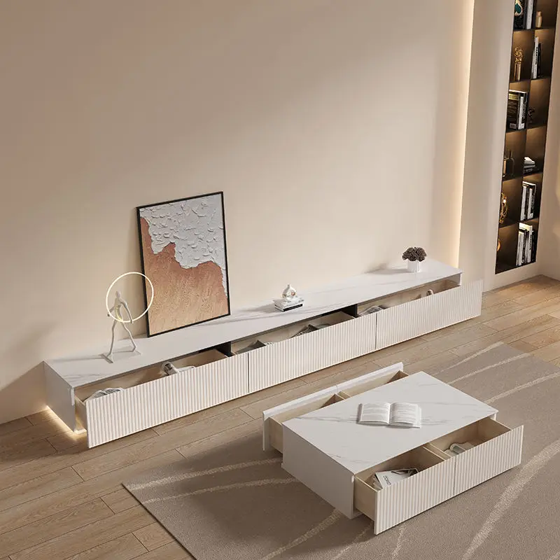 White Nordic-style Modern TV Cabinet - Simple and Practical Home TV Stand — image 3