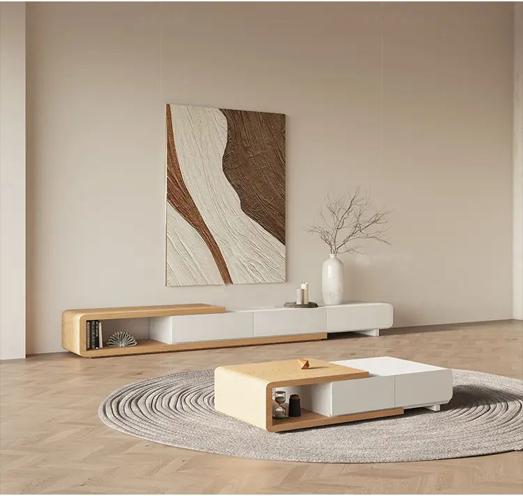 Manufacturer's New Design Solid Wood TV Stand and Coffee Table Hot Selling Home Furniture with Storage for Hotel Use — image 4