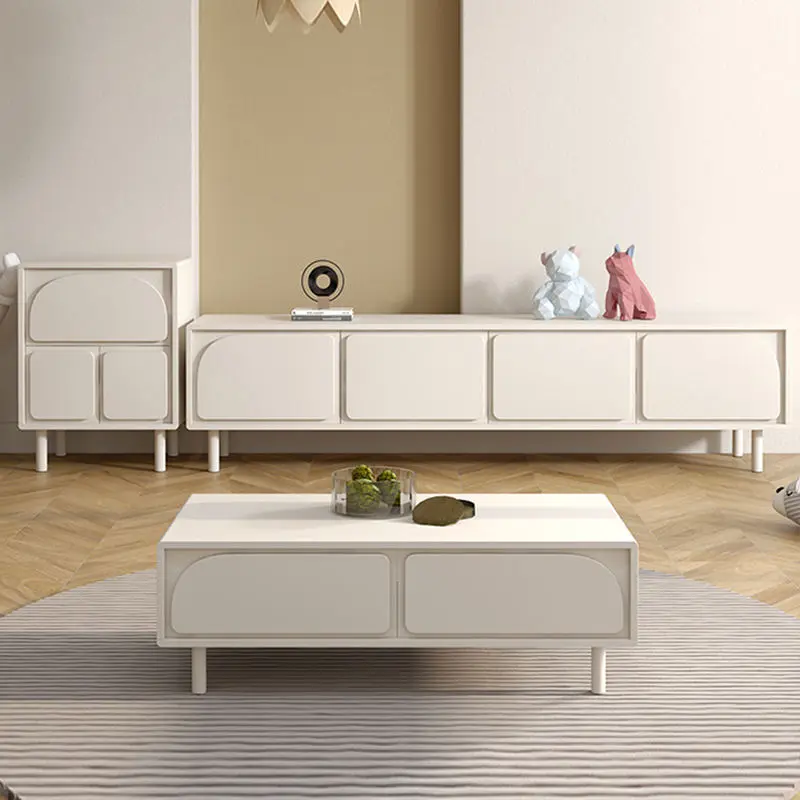 Contemporary Italian Style Modern TV Cabinet Unique Wooden for Apartment Farmhouse House Plywood Panel Foldable TV Stand Console — image 3