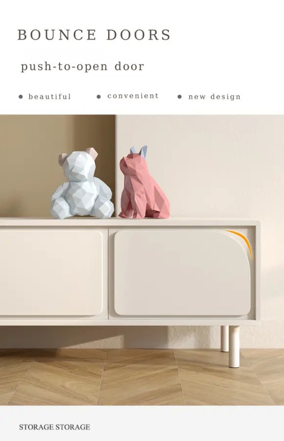 Contemporary Italian Style Modern TV Cabinet Unique Wooden for Apartment Farmhouse House Plywood Panel Foldable TV Stand Console — image 5