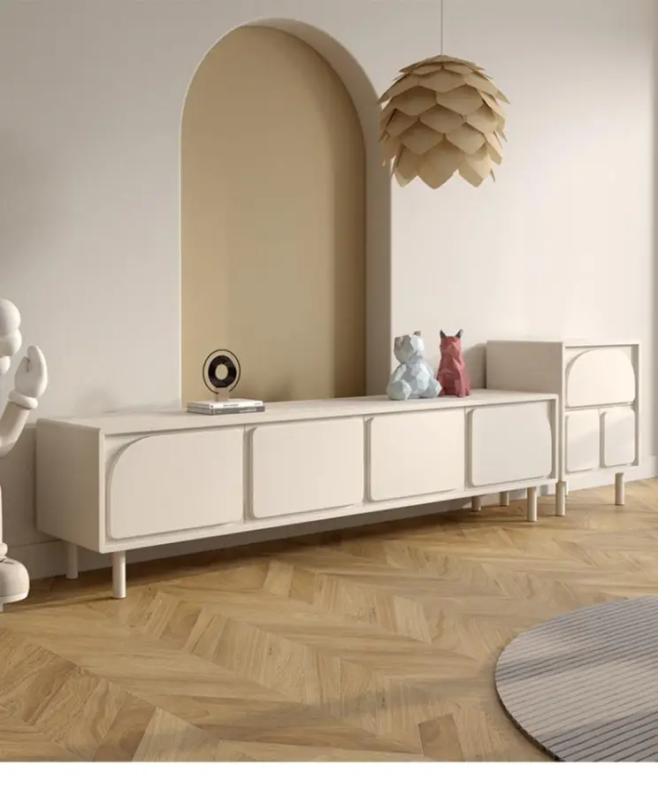 Contemporary Italian Style Modern TV Cabinet Unique Wooden for Apartment Farmhouse House Plywood Panel Foldable TV Stand Console — image 7