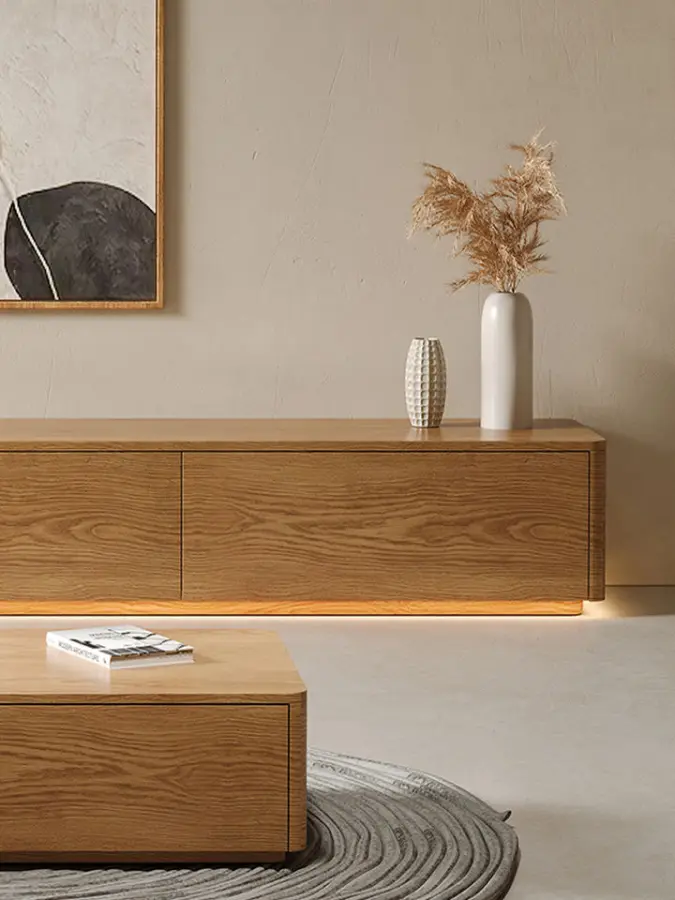 Walnut Color Cabinet TV Cabinet Walnut Color Small Apartment Internet Celebrity Living Room Bedroom Wooden Floor Cabinet — image 4