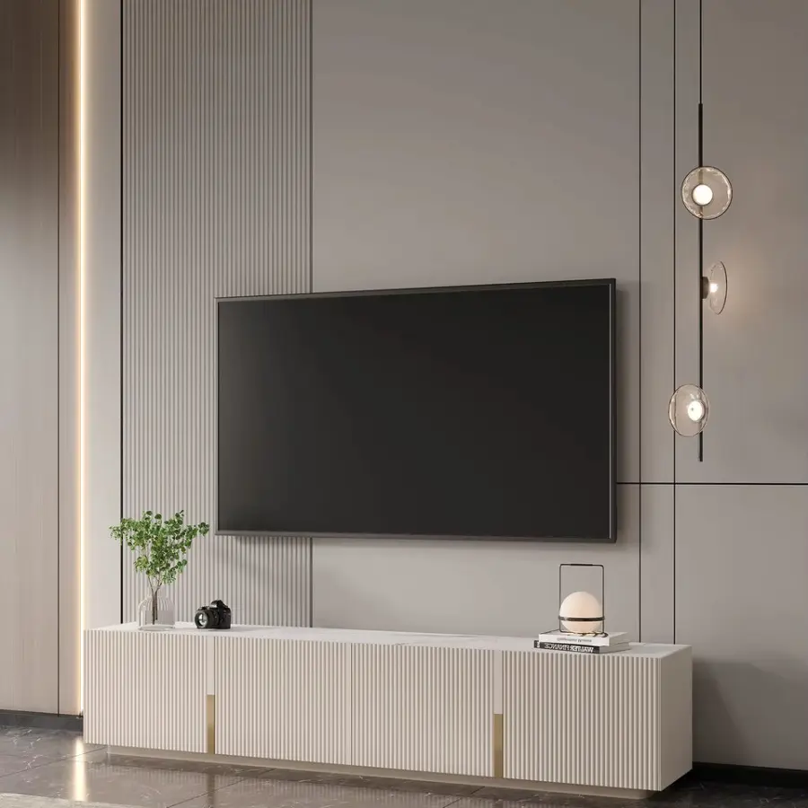 Modern Minimalist Wooden TV Stand Living Room Furniture TV Cabinet and Coffee Table Set Luxury LED TV Unit Media Console — view 1