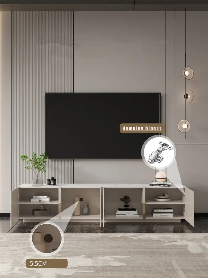 Modern Minimalist Wooden TV Stand Living Room Furniture TV Cabinet and Coffee Table Set Luxury LED TV Unit Media Console — image 5