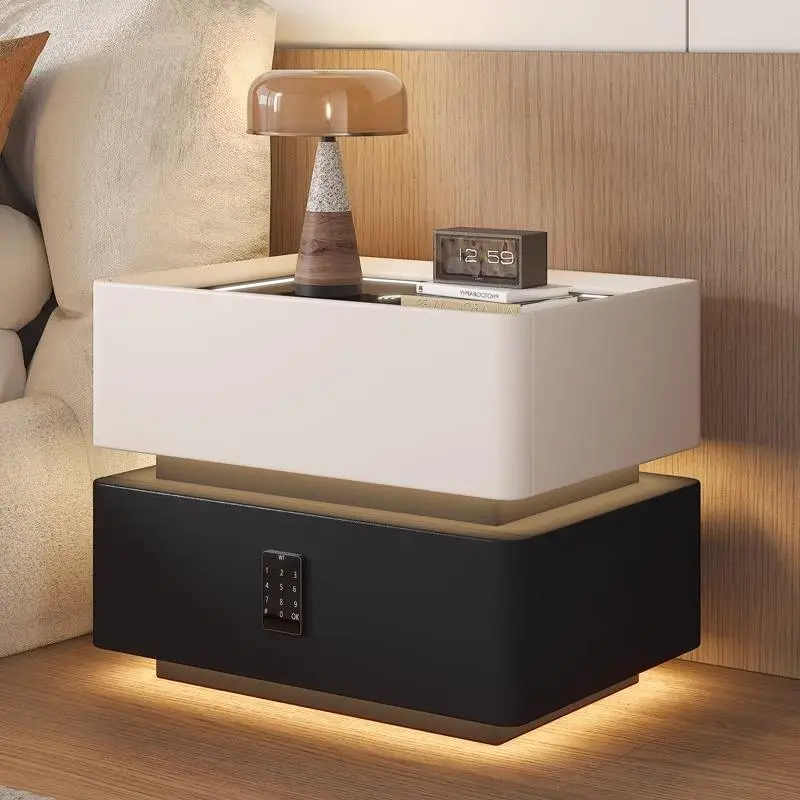 Modern Intelligent Bedside Table with Lamp Solid Wood, Minimalist Modern Bedroom Storage Cabinet with a Touch of Technology — image 3