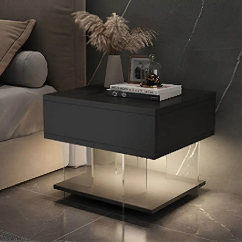 Modern Light Luxury Bedside Table Floating Bedroom Bedside Cabinet Small Storage Bedside Organizer — image 3