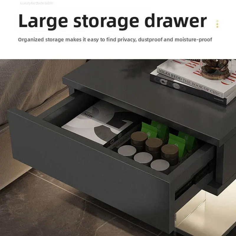 Modern Light Luxury Bedside Table Floating Bedroom Bedside Cabinet Small Storage Bedside Organizer — image 4