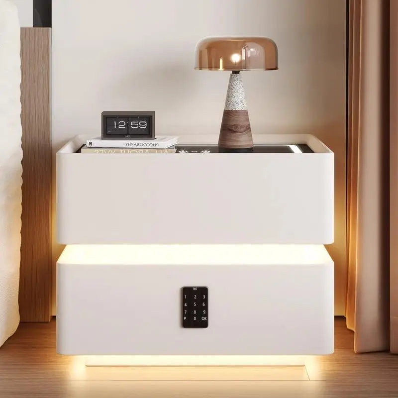 Intelligent Bedside Table with Lamp Solid Wood, Minimalist Modern Bedroom Storage Cabinet with a Touch of Luxury and Elegance — image 4