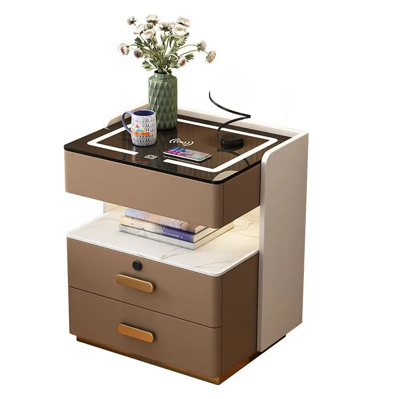 Solid Wood Light Luxury Bedside Cabinet Modern No Installation Storage Bedside Cabinet — image 2