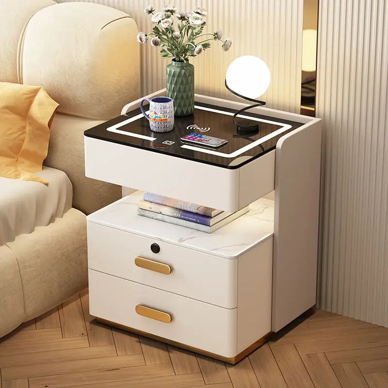 Solid Wood Light Luxury Bedside Cabinet Modern No Installation Storage Bedside Cabinet — image 3