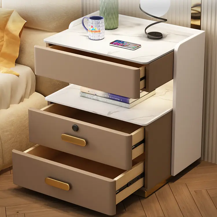 Solid Wood Light Luxury Bedside Cabinet Modern No Installation Storage Bedside Cabinet — image 4