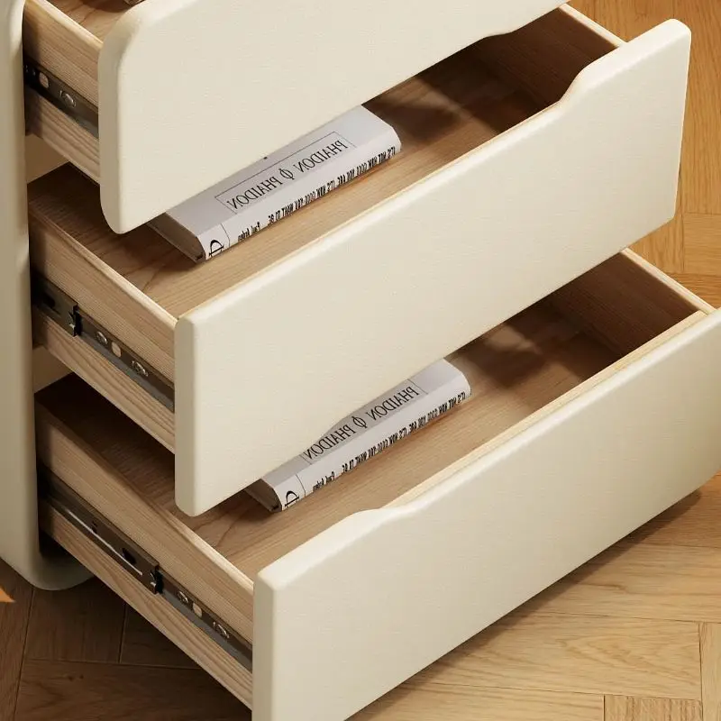 Italian Light Luxury Solid Wood Bedside Cabinet Modern Cream Style Bedroom Bedside Cabinet — image 5