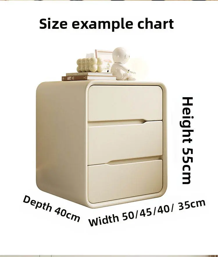 Italian Light Luxury Solid Wood Bedside Cabinet Modern Cream Style Bedroom Bedside Cabinet — image 7